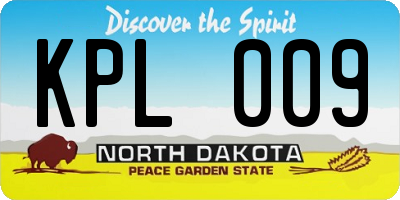 ND license plate KPL009