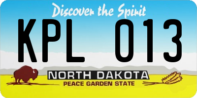 ND license plate KPL013