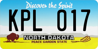 ND license plate KPL017