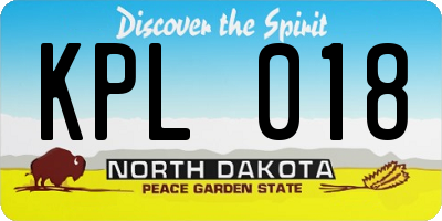 ND license plate KPL018