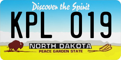 ND license plate KPL019