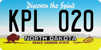 ND license plate KPL020