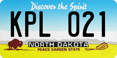 ND license plate KPL021