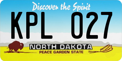 ND license plate KPL027