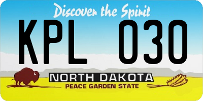ND license plate KPL030