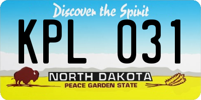 ND license plate KPL031