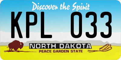 ND license plate KPL033