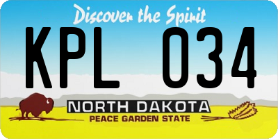 ND license plate KPL034