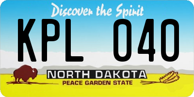 ND license plate KPL040