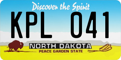 ND license plate KPL041