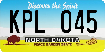ND license plate KPL045