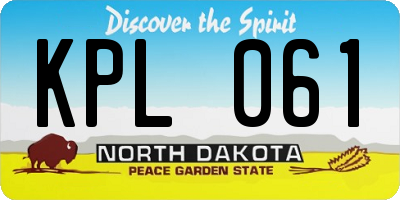 ND license plate KPL061
