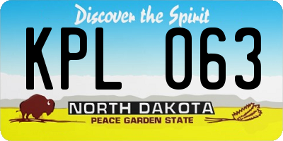 ND license plate KPL063