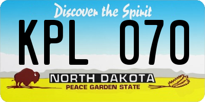 ND license plate KPL070