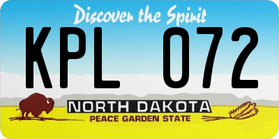 ND license plate KPL072