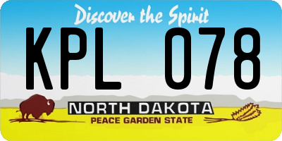 ND license plate KPL078