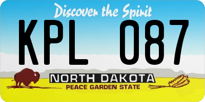 ND license plate KPL087