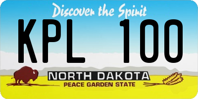 ND license plate KPL100