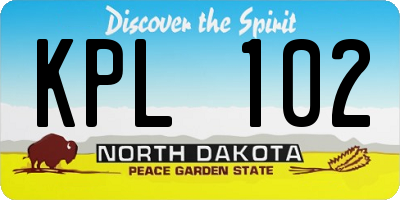 ND license plate KPL102
