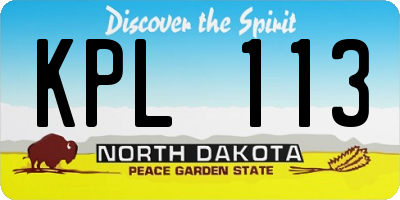 ND license plate KPL113