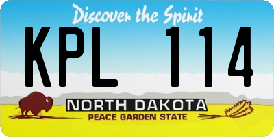 ND license plate KPL114
