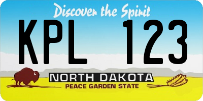 ND license plate KPL123