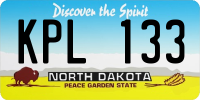ND license plate KPL133