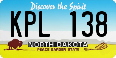 ND license plate KPL138