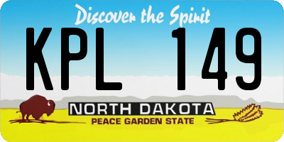 ND license plate KPL149