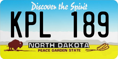 ND license plate KPL189