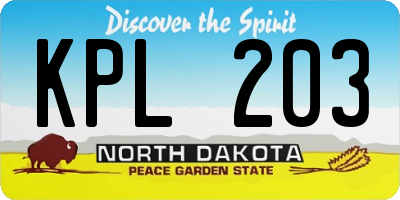 ND license plate KPL203