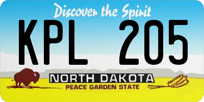 ND license plate KPL205
