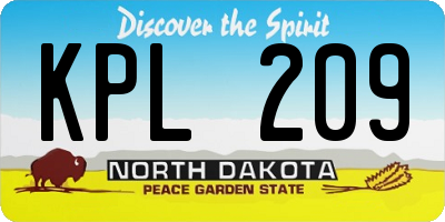 ND license plate KPL209