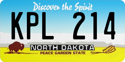 ND license plate KPL214