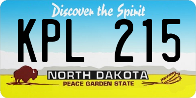 ND license plate KPL215