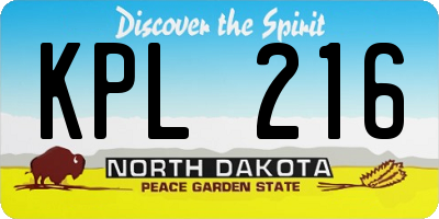 ND license plate KPL216