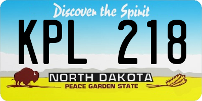 ND license plate KPL218