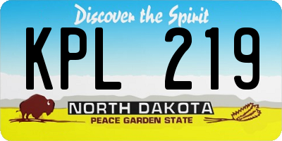 ND license plate KPL219