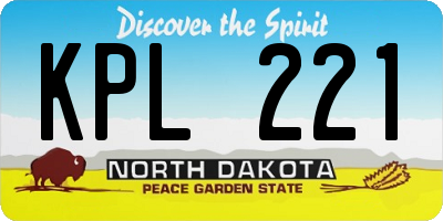 ND license plate KPL221