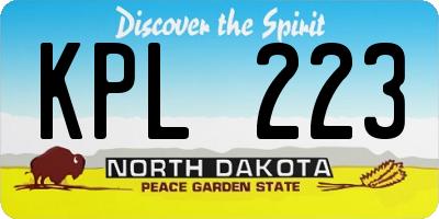 ND license plate KPL223