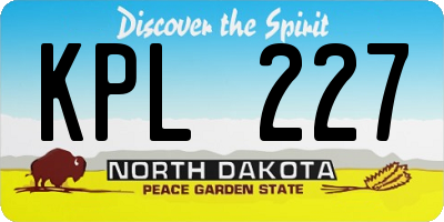 ND license plate KPL227