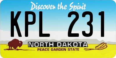 ND license plate KPL231