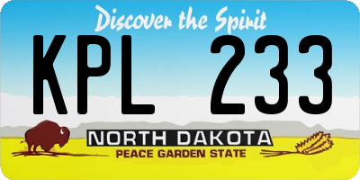 ND license plate KPL233