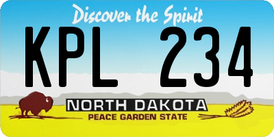 ND license plate KPL234