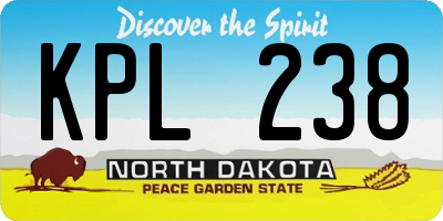 ND license plate KPL238