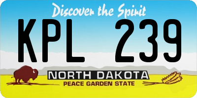 ND license plate KPL239