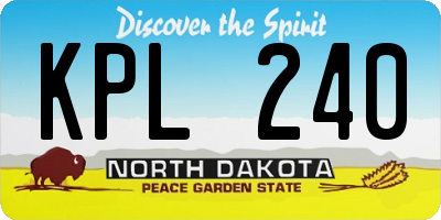 ND license plate KPL240