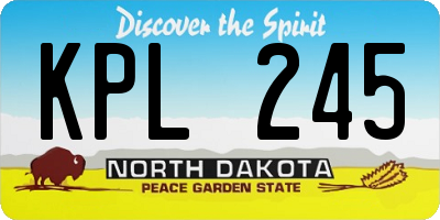 ND license plate KPL245