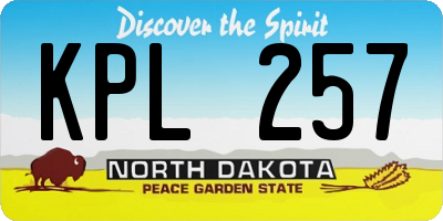 ND license plate KPL257