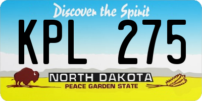 ND license plate KPL275